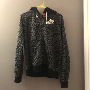 Nike cheetah print zip up hoodie